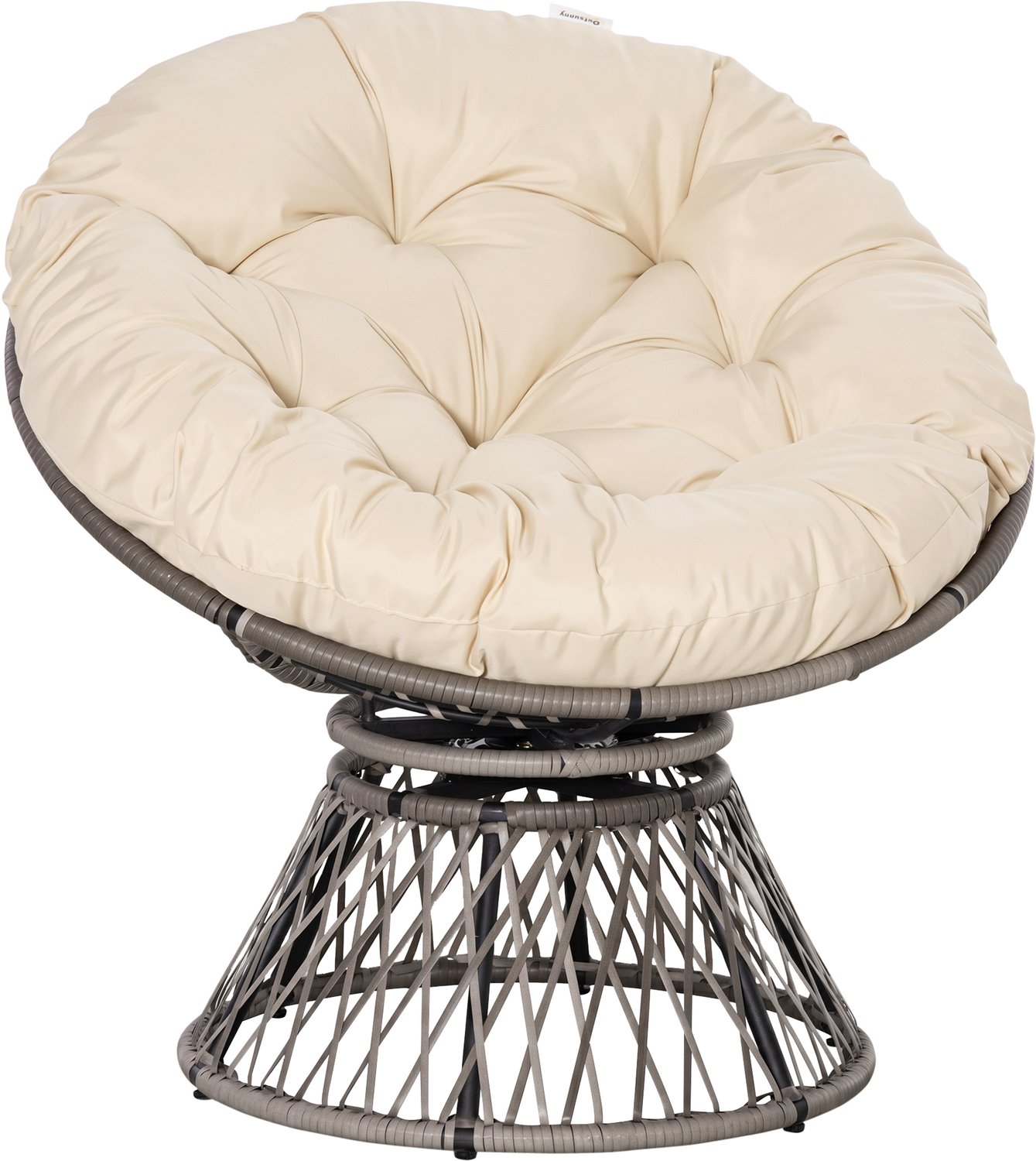 Outsunny Rotan Draaistoel - Geweven Hars - 97x87x90cm - Crème