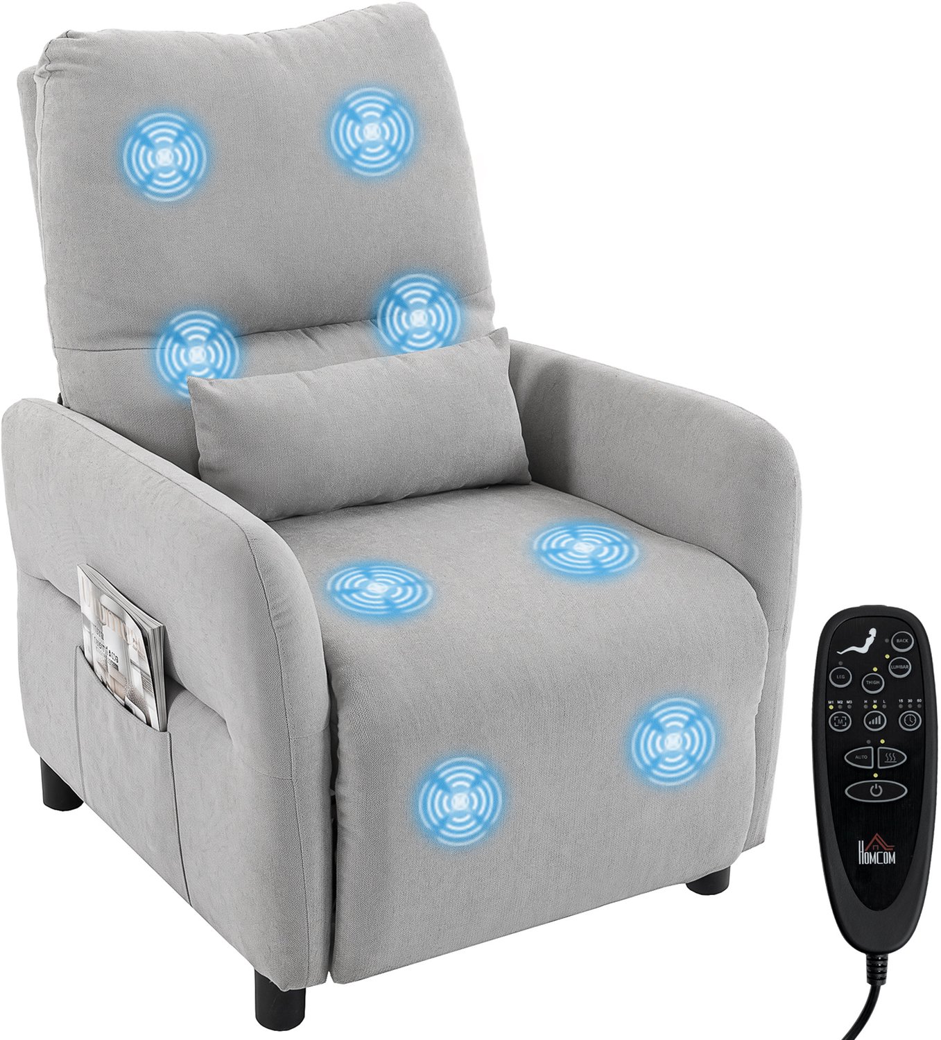 HOMCOM Massage Relaxbank - Badstof (100% Polyester) - 87 x 77 x 100 cm - Grijs