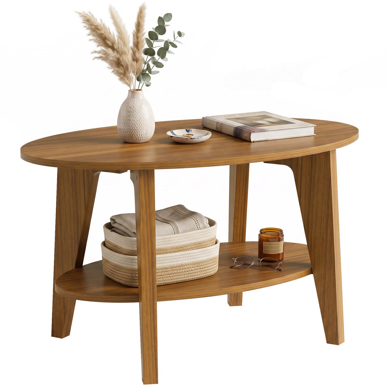 Homcom Salontafel - Spaanplaat - 80 x 50 x 45 cm - Eikenhout