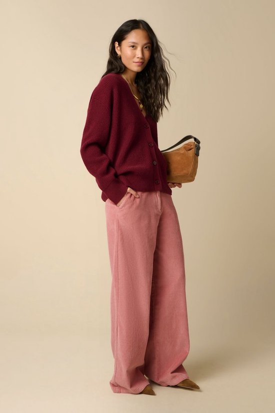 Roze Corduroy High Waist Wide Leg Broek
