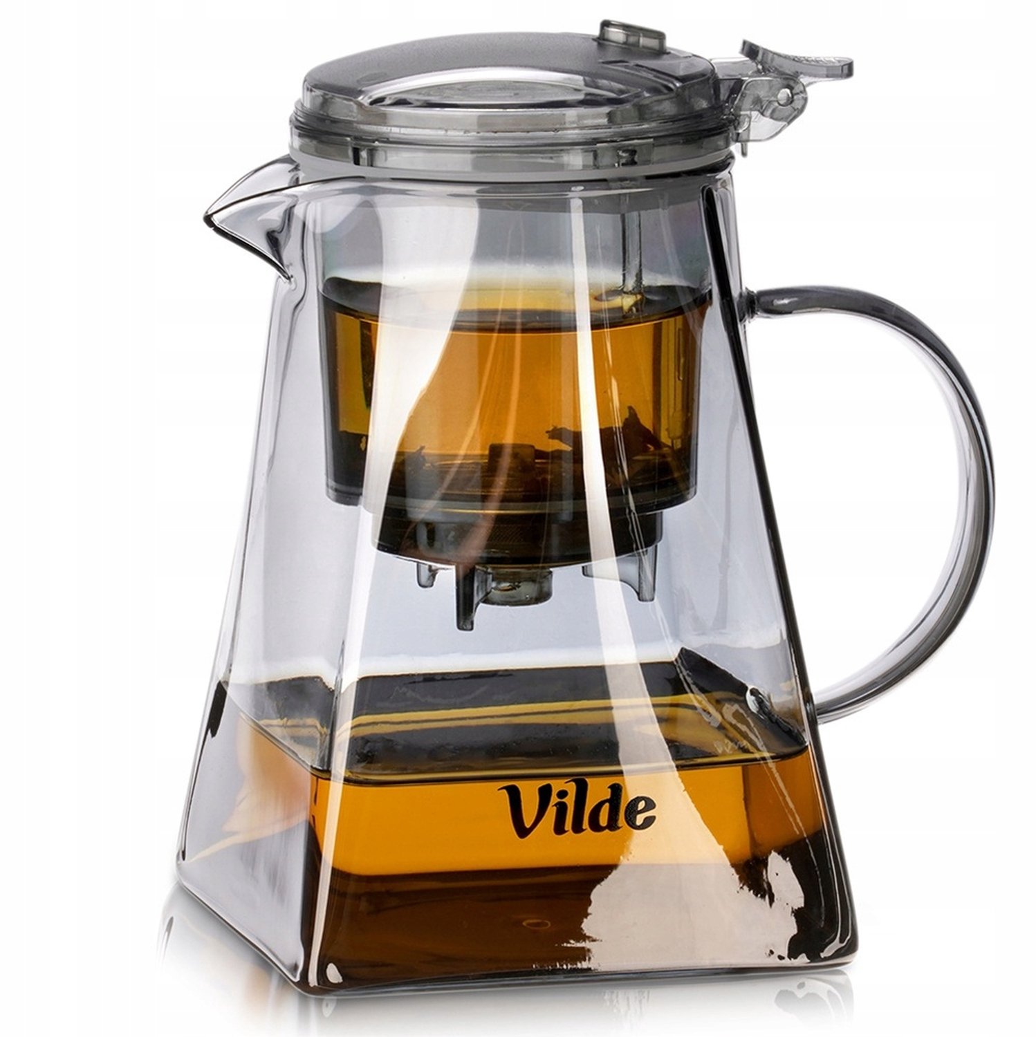 Glazen Theepot met Infuser 880ml - Borosilicaatglas, Zwart