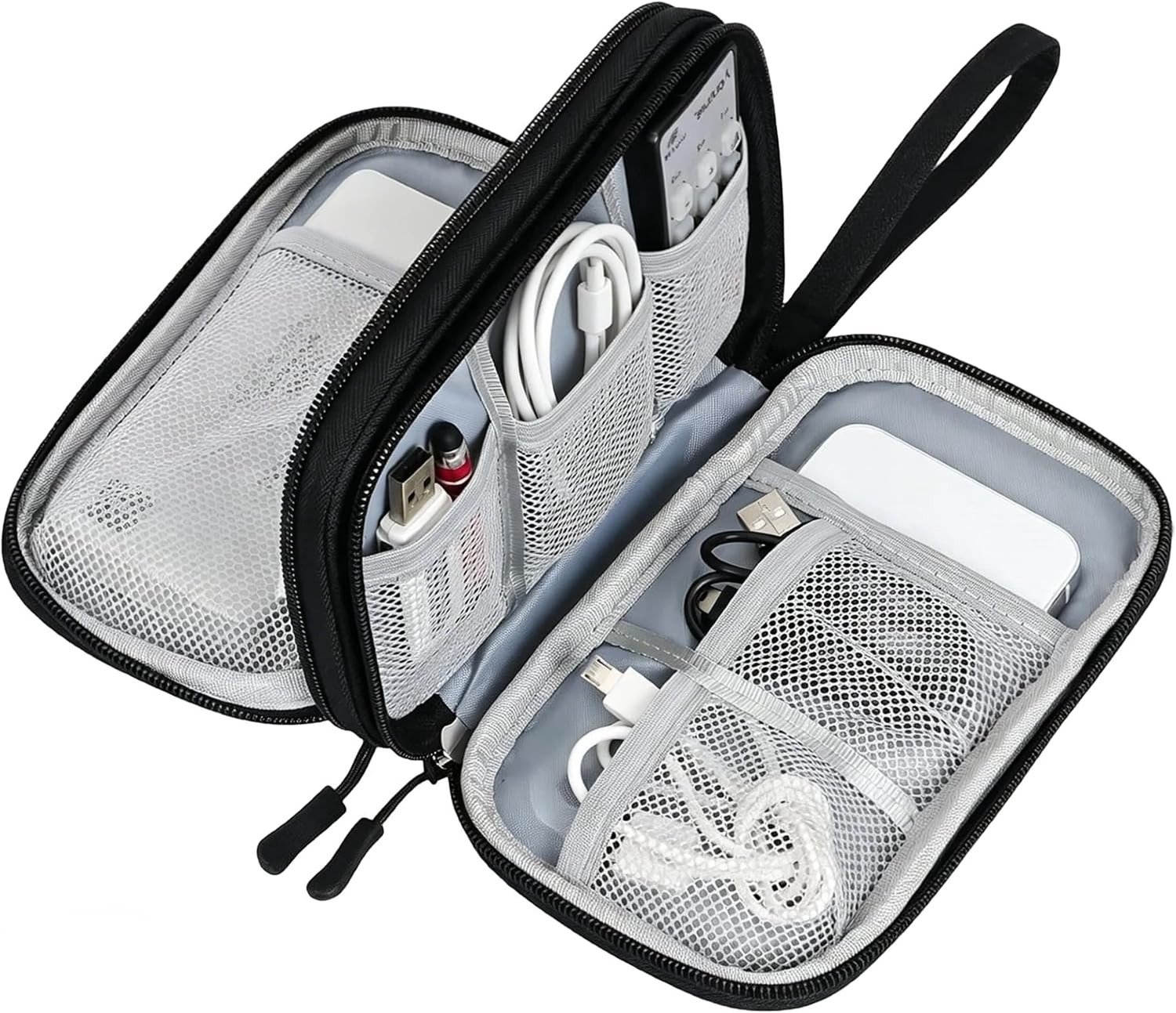 Dubbele Laags Kabel Organizer Tas voor Accessoires, Ideaal voor Reizen en Thuisgebruik, Ruimtebesparend en Duurzaam