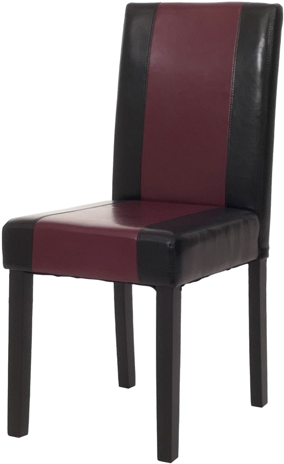 MCW Littau eetkamerstoel, keukenstoel, kunstleer ~ zwart/rood, donkere poten