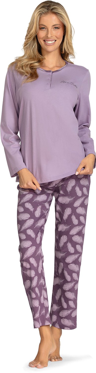 Comtessa Pyjama 'Like a Feather' - Dames Nachtmode - Paars - Lange Mouw - Maat 44