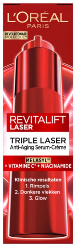 L'Oreal Paris Revitalift Laser Triple Laser Anti-Aging Crème-Serum - Vermindert Rimples & Donkere vlekken - Verrijkt met Melasyl, Vitamine C* & Niacinamide - 50ml
