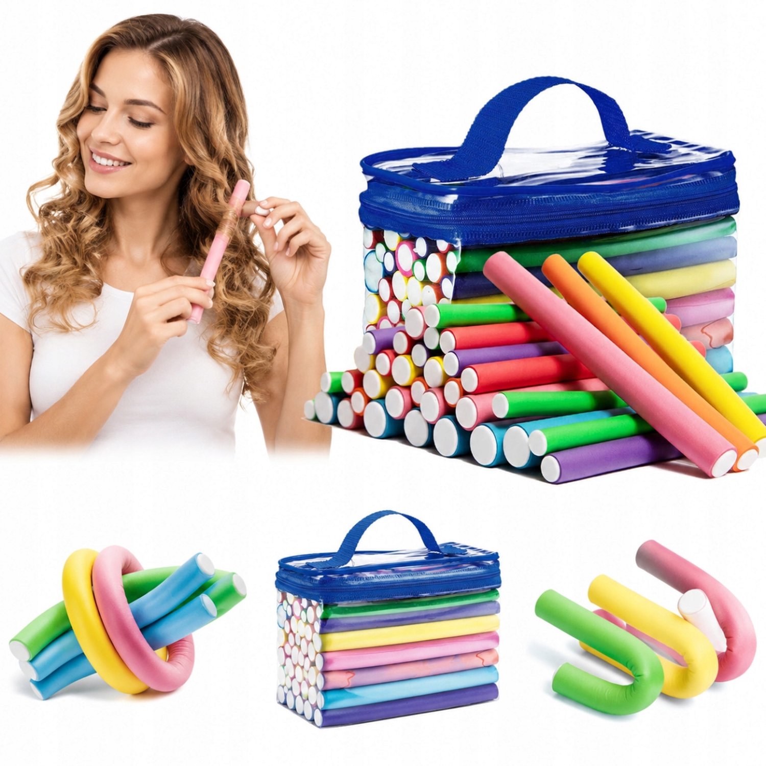 42x Flexibele Haarkrullers - Zonder Hitte, Verschillende Kleuren & Maten