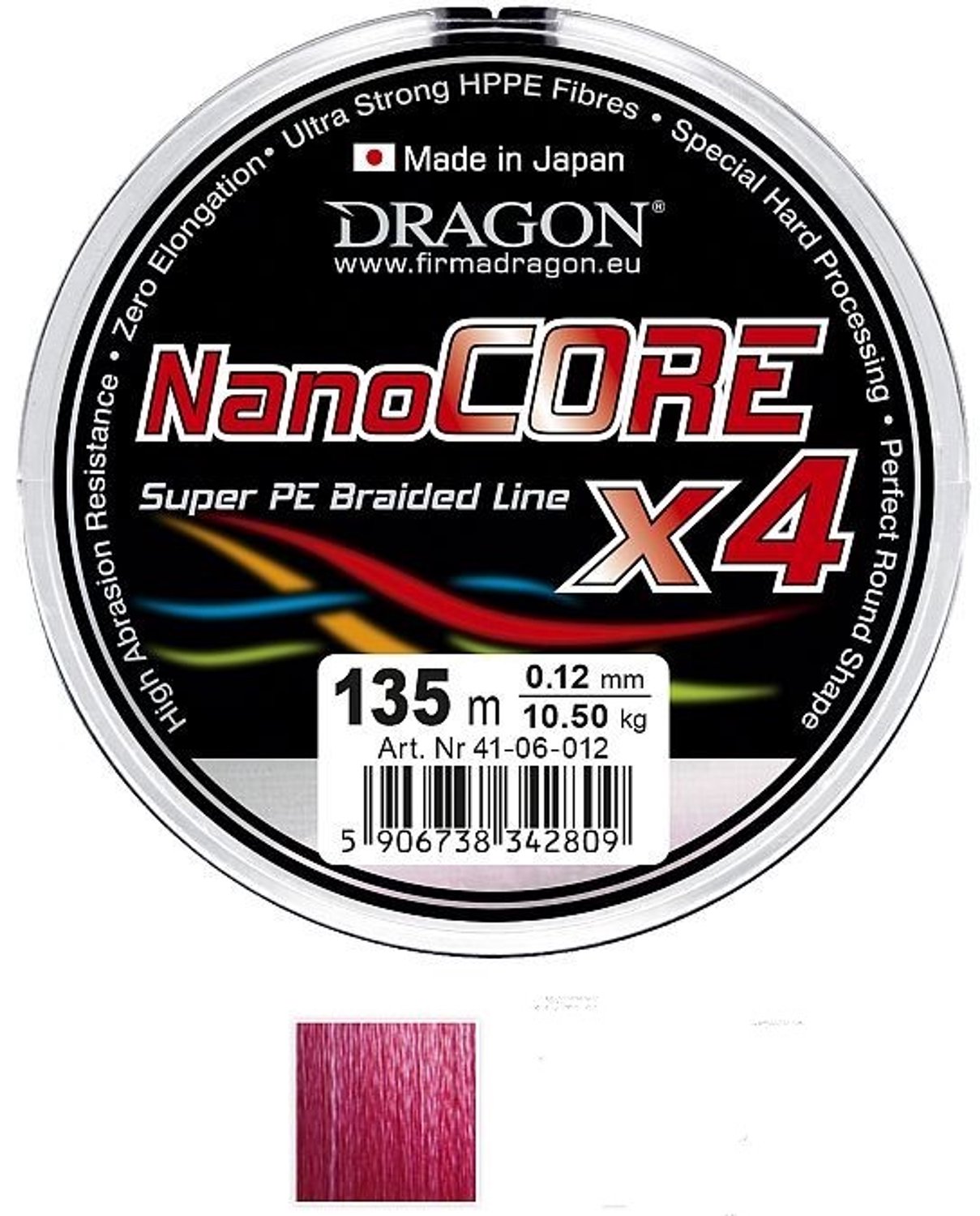 Dragon Nano Core Rode Vislijn 0.18mm/135m - Sterk & Duurzaam