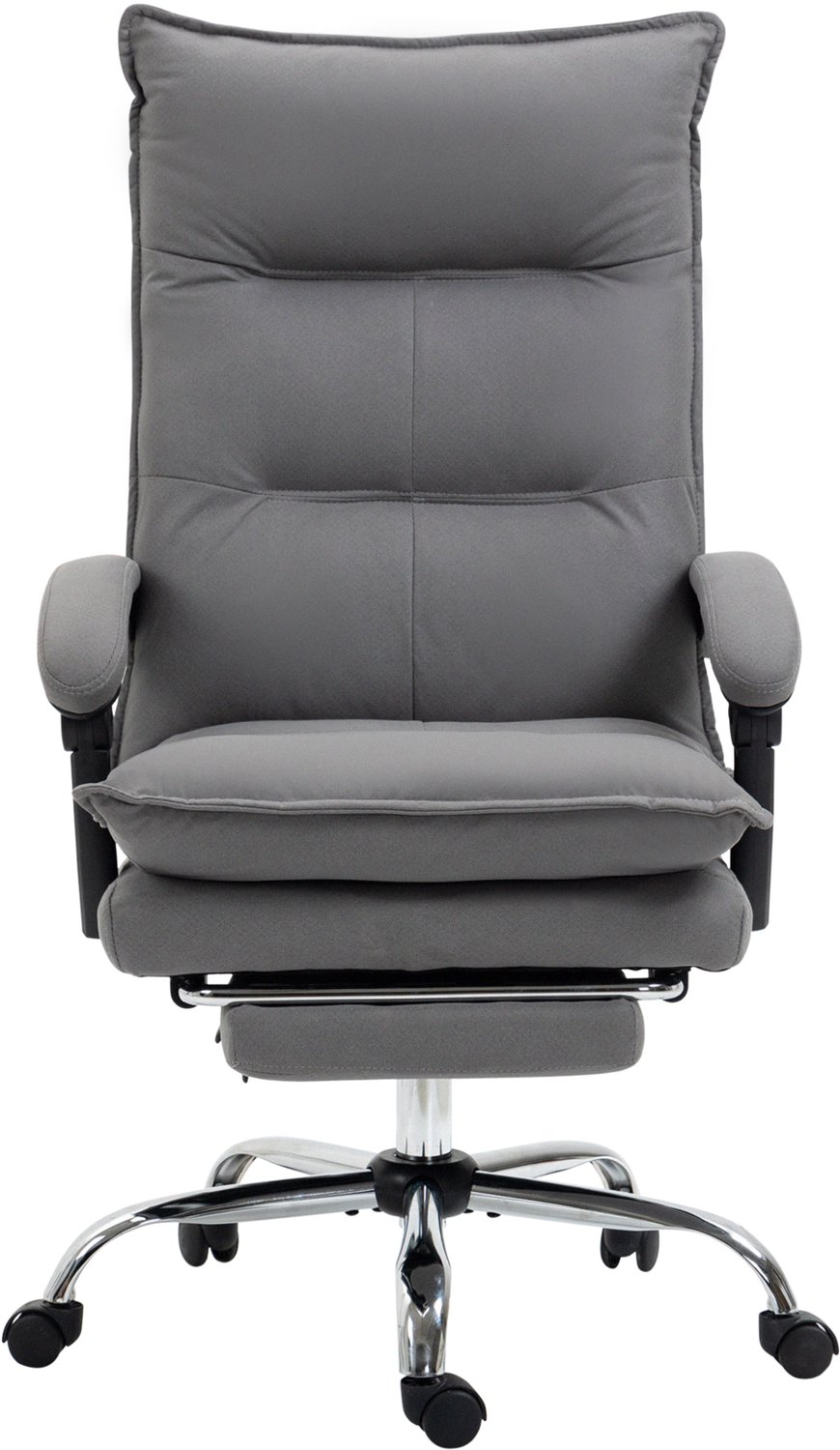 Vinona Bureaustoel met massagefunctie - Met verwarming en voetensteun - In hoogte verstelbaar - 66 x 74 x 114-121,5 cm - Grijs