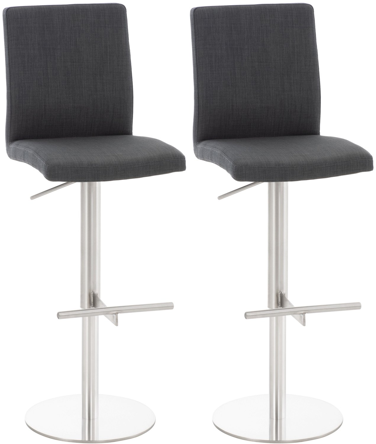 Luxe Comfort Barkruk - Set van 2 - Verstelbaar - Stof - Donkergrijs roestvrij staal/donkergrijs