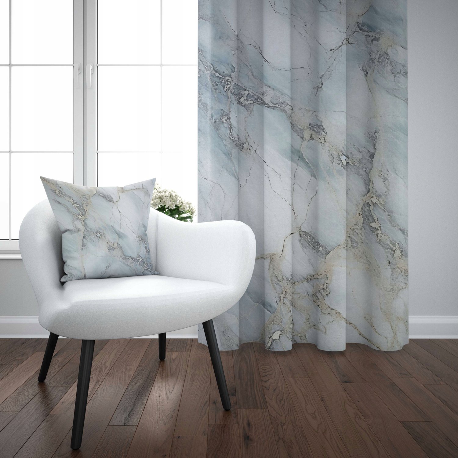 Kant-en-klaar Gordijn 140x220cm - Marmerprint - Incl. Gordijnband