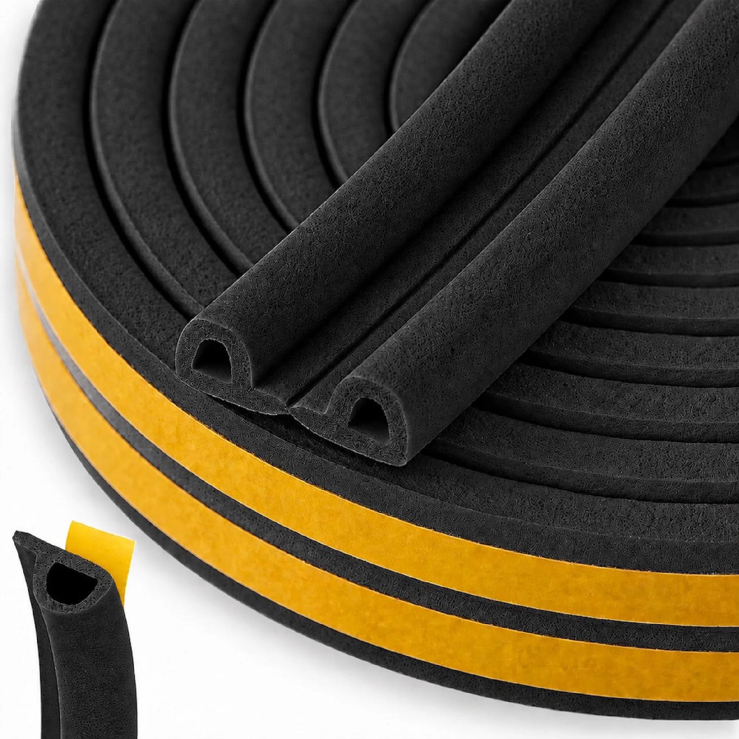 Keltin Zelfklevende EPDM afdichting P-profiel 9 x 5,5 mm zwart voor ramen, deuren en kozijnen - rol 100 m