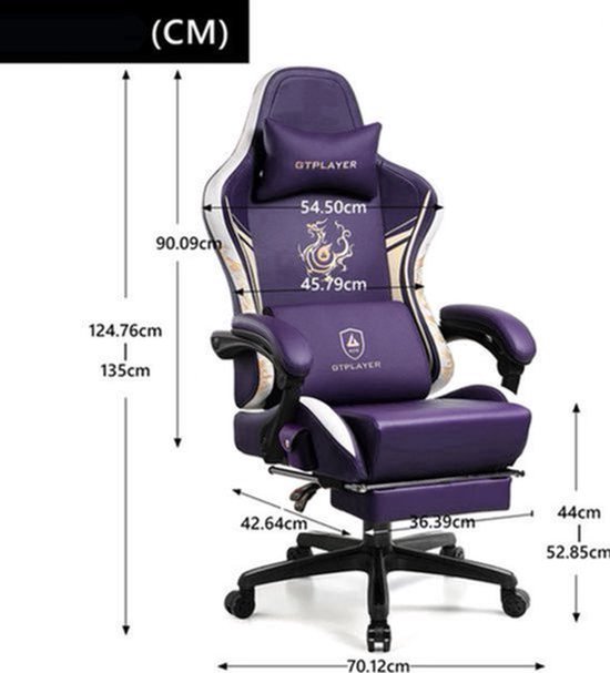 Gamingstoel – Gamerstoel – Bureaustoel – Office Chair – Computertoel – Bluetooth 5.1 Speakers – Verstelbare Rugleuning 150° – Paars – PU Leer — afbeelding 4