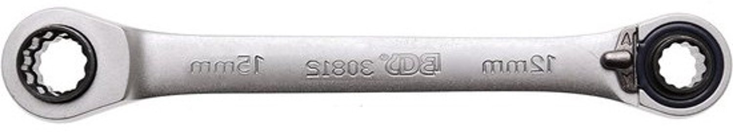 Ratelringsleutel - Combinatiesleutel - Bouten vastdraaien - 72 tanden - Fijne vertanding - 12-15 mm - Zilver