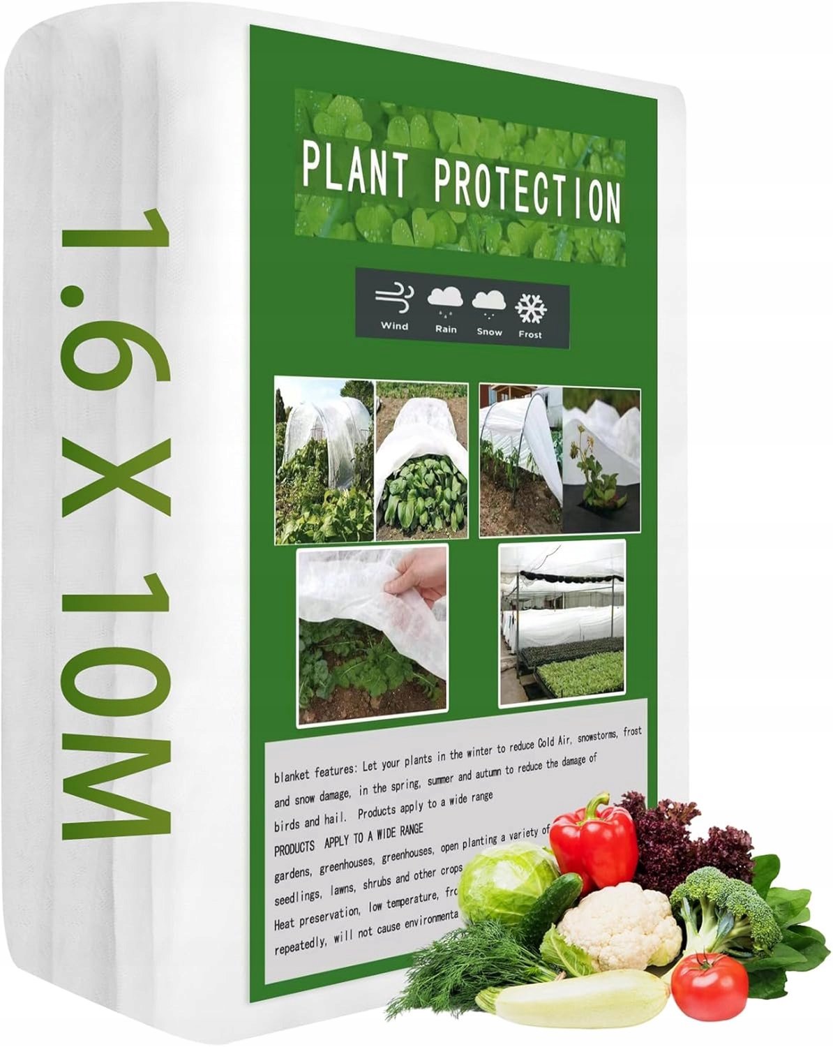 Vliestextiel Tuin Vliesdoek Vorstbescherming Planten 1.6x10m 30g/m²