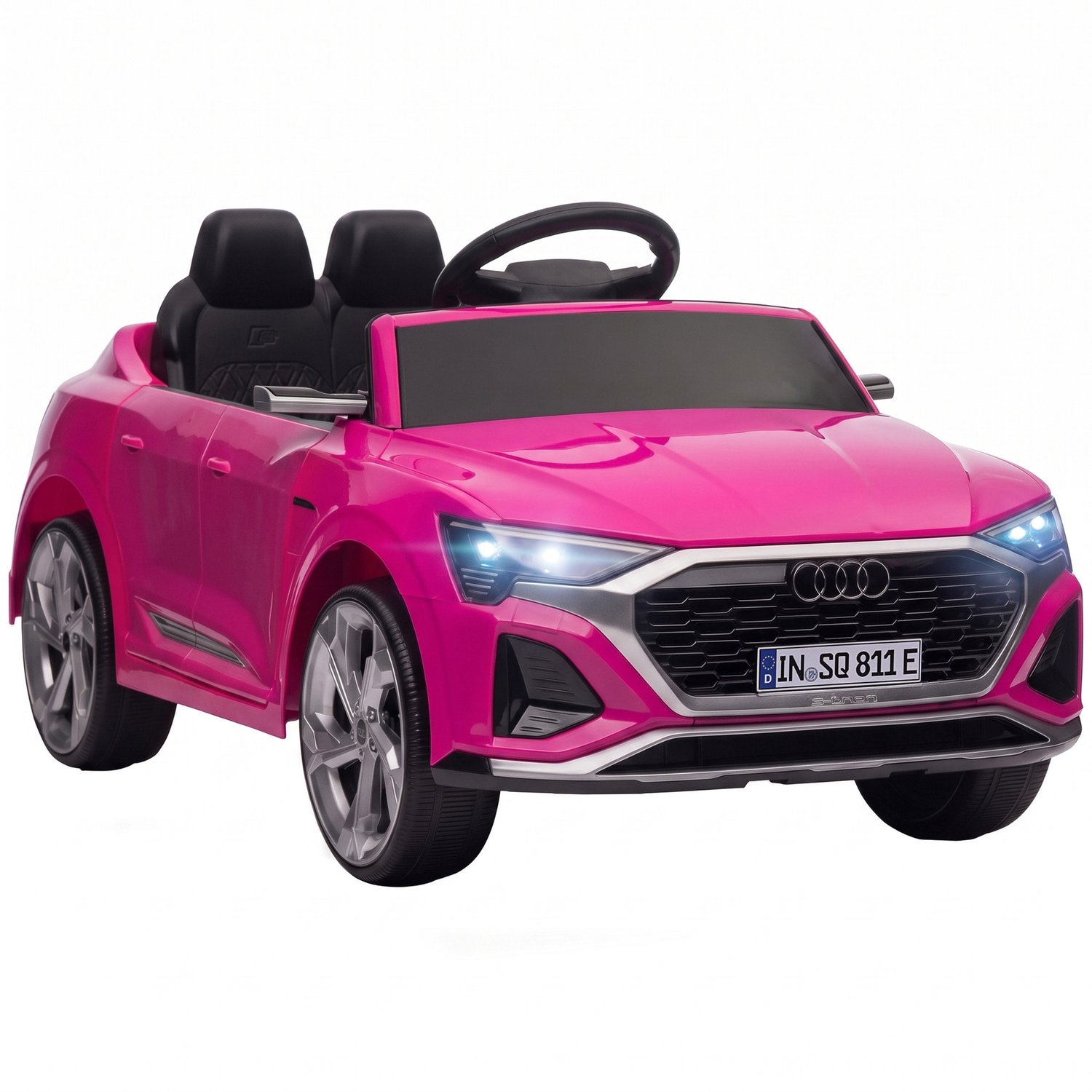 Playon Elektrische kinderauto Audi Q8 - Met afstandsbediening en ledverlichting en muziek - Met vierwielvering - 98 x 49,5 x 43 cm - Roze