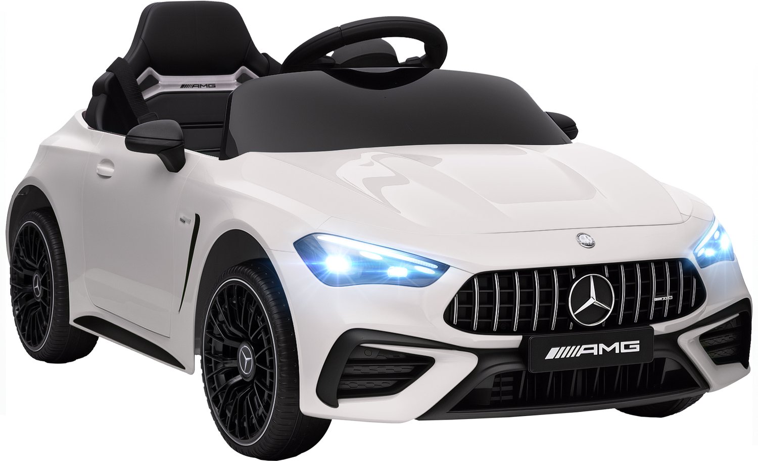Playon Elektrische kinderauto - Met afstandsbediening en muziekspeler en ledverlichting - Met vering en veiligheidsgordel - 99 x 55 x 43 cm - Wit