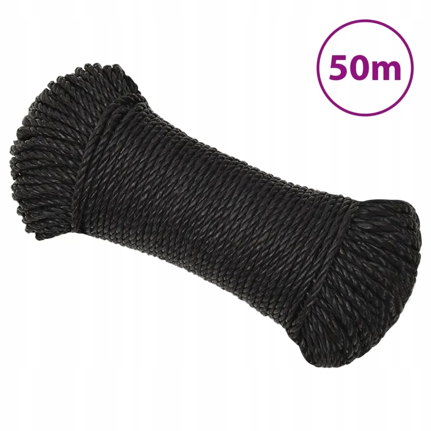 Zwarte Polypropyleen Touw 8mm x 50m - UV & Waterbestendig