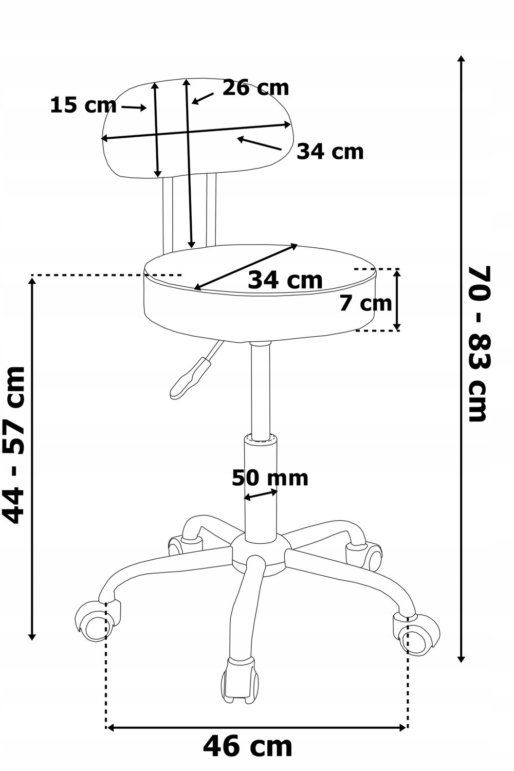 Gockowiak Gamma kapperskruk, zwart, verstelbaar, ergonomisch, voor salon