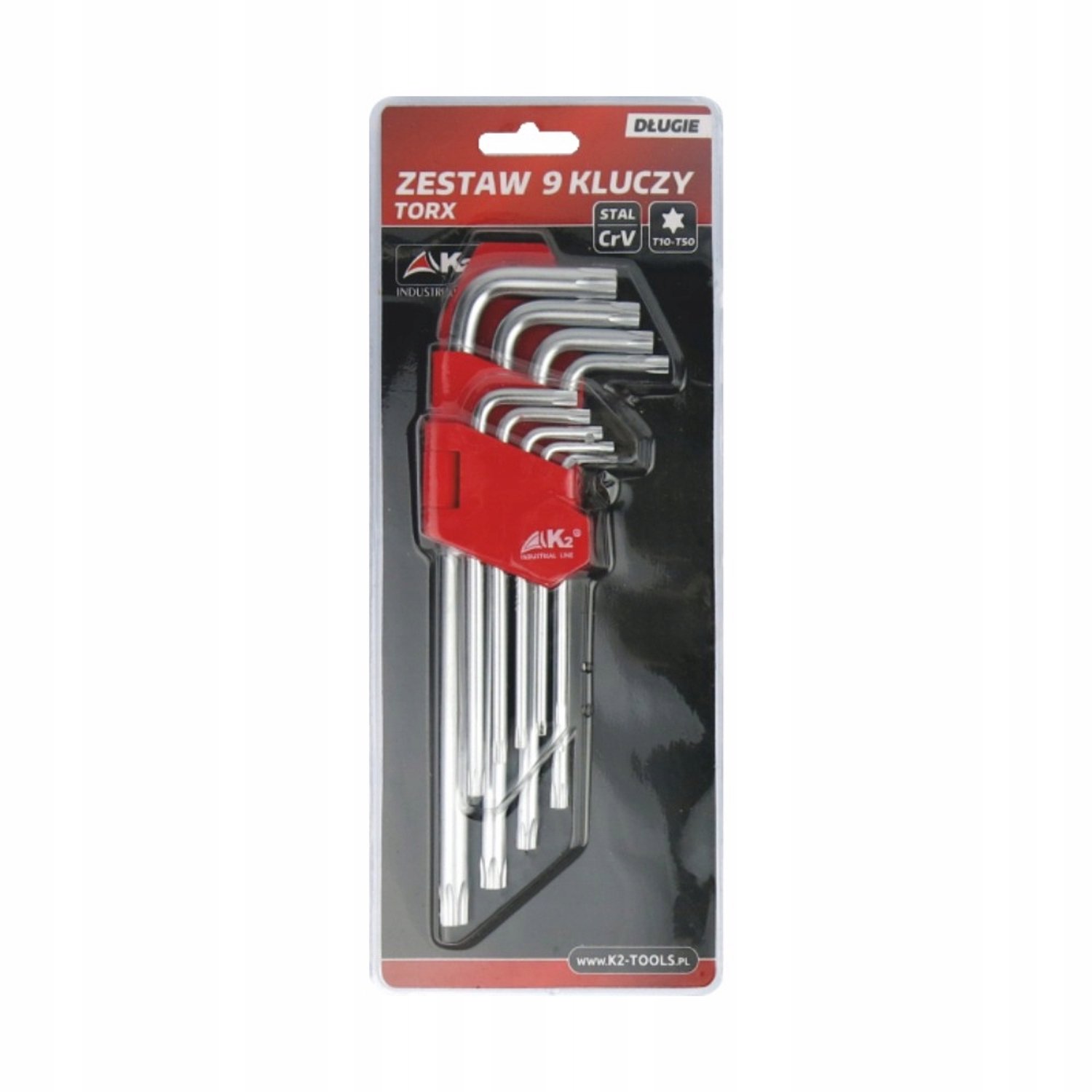 K2 Torx Sleutelset 9 Delig Lang T10-T50 CrV Staal