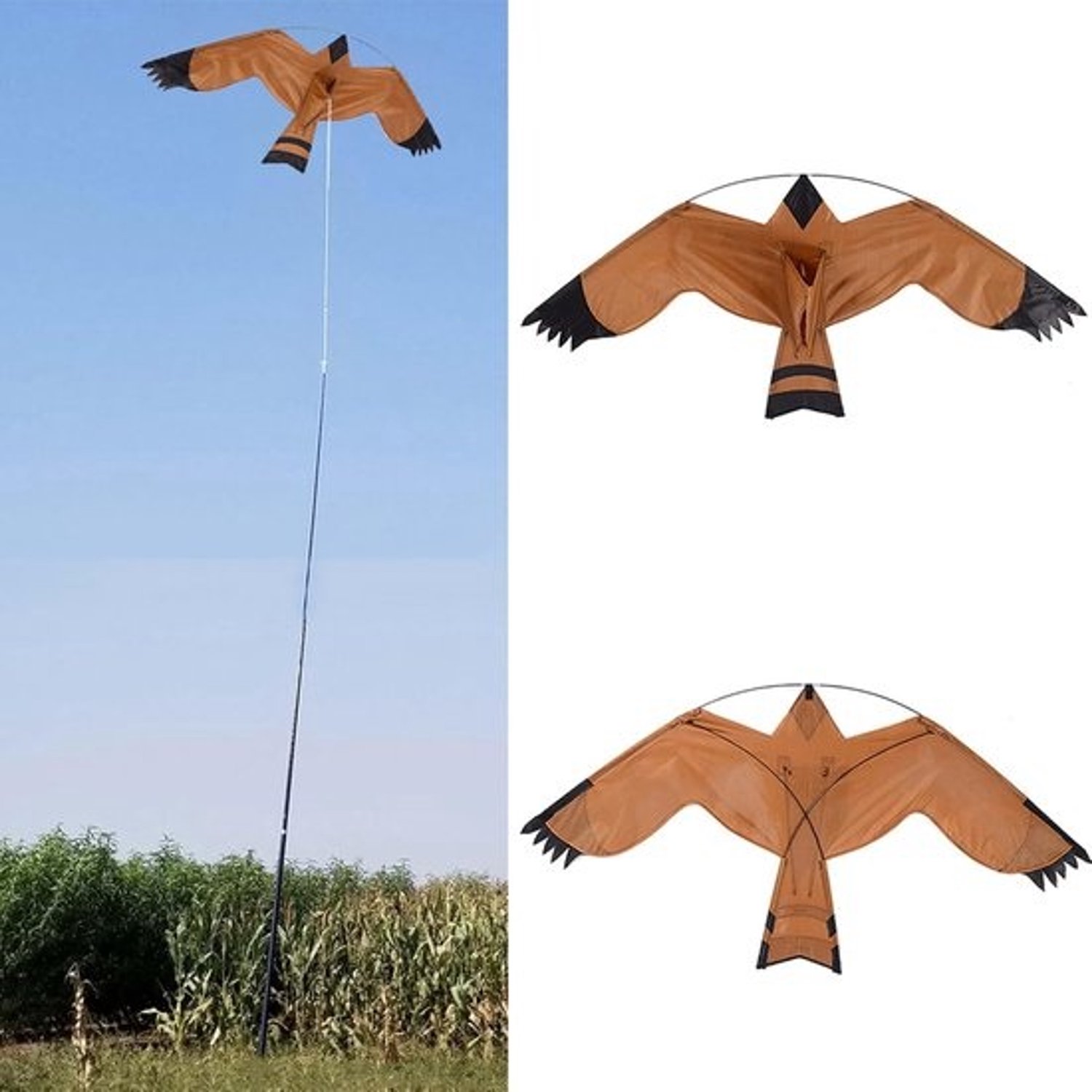 Vlieger in de vorm van een adelaar - Vogelverschrikker in vliegeruitvoering - Om vogels te verjagen - Realistisch ontwerp - 125 x 60 cm - Meerkleurig