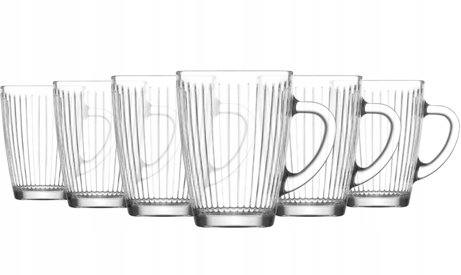 LUXITO Strips Glazen Koffiebekers 300ml - Set van 6