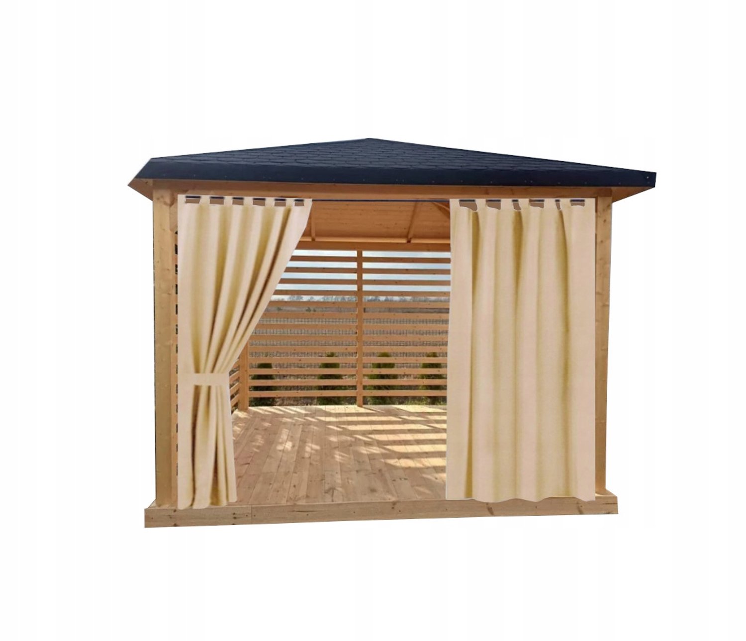 Waterdicht Terrasscherm voor Tuinhuisje 150x200cm met Lusjes - Crème