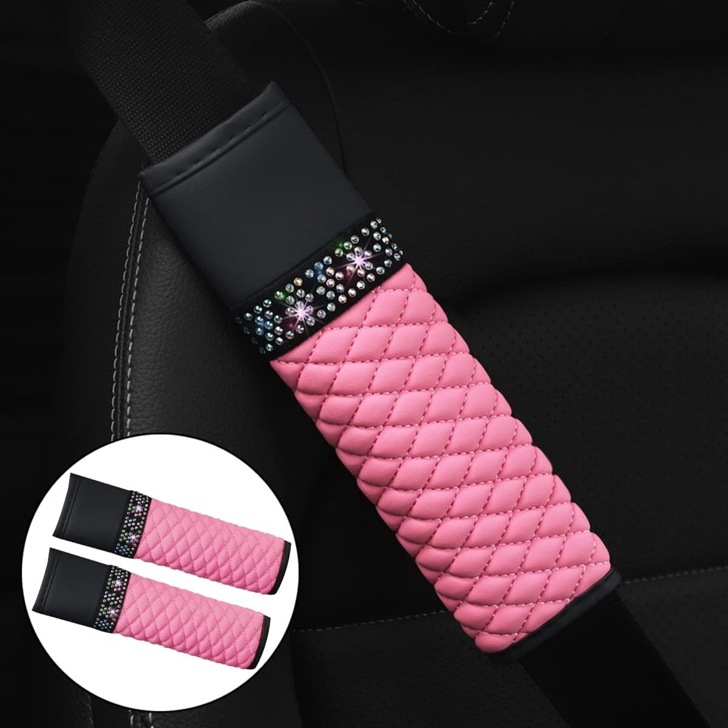 Set van 2 Autogordel Kussens voor Volwassenen - Comfortabele en Veiligheidsverhogende Gordelpads in Roze, Ideaal voor Lange Rit en Bescherming