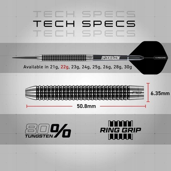RED DRAGON Pegasus Wolframen Darts 22g - Professionele Set van Red Dragon — afbeelding 3