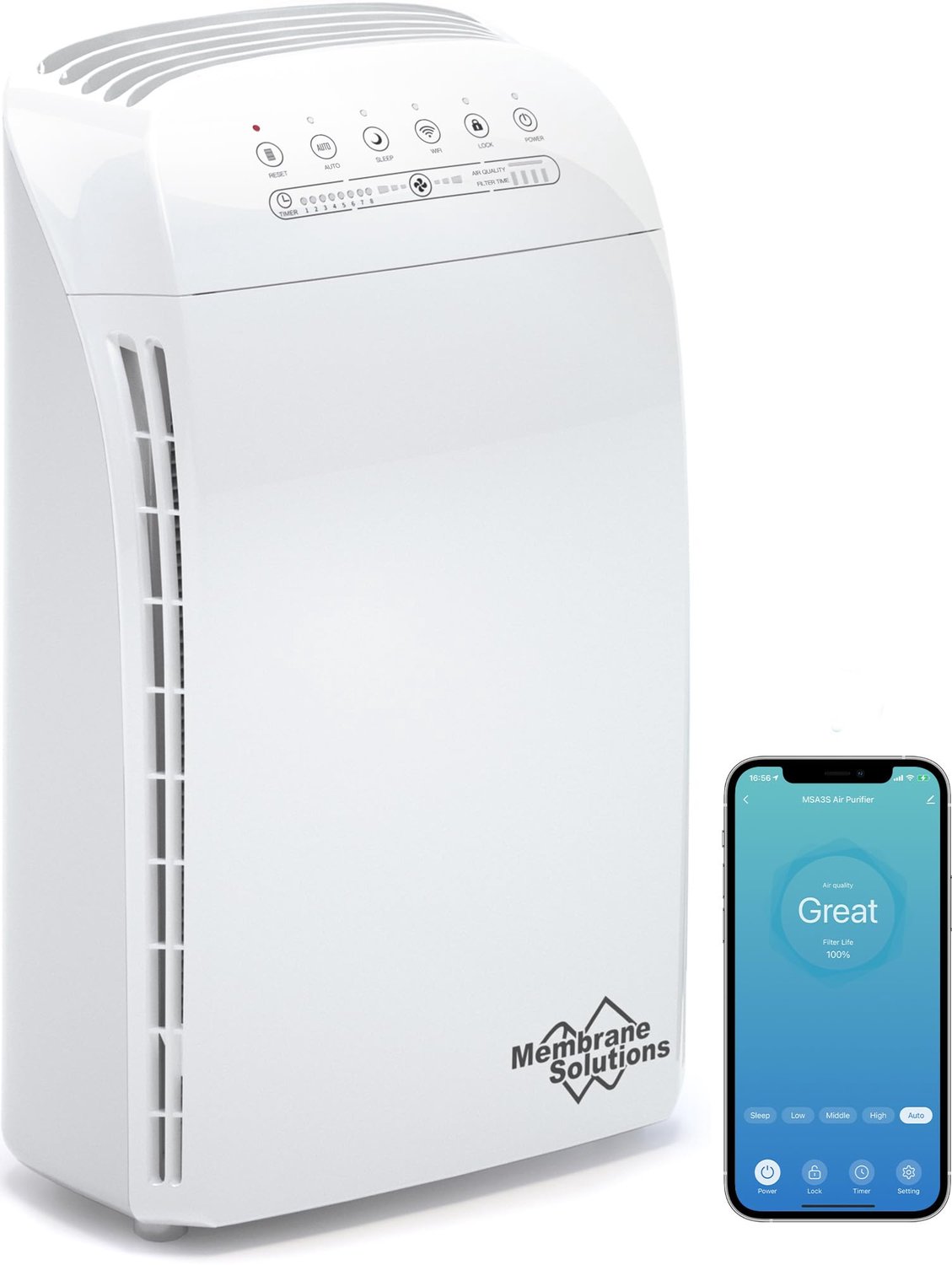 Luchtreiniger Intelligente 44 W Blauw HEPA-filter - Voor Grote Kamer En Slaapkamer - Elektrisch Met Snoer - Voor Allergieën En Huisdieren