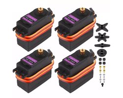 MG996R Digitale Servomotor - 4-pack - 180° Metalen Tandwiel - Servo met Hoog Koppel - 15 kg - Geschikt voor Afstandsbestuurbare Modellen