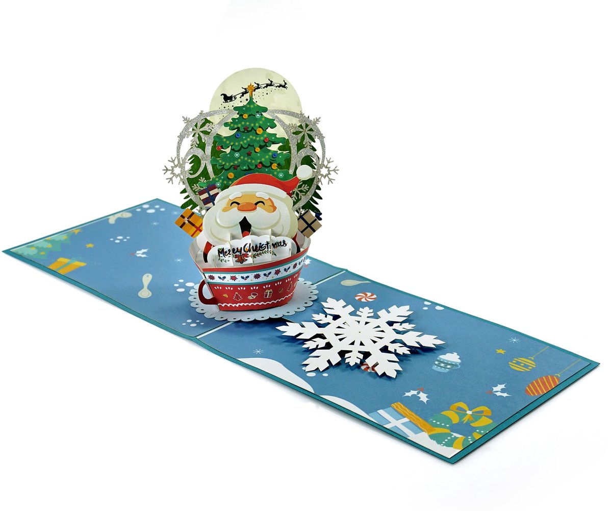 3D Pop-up Wenskaart Kerstmis met Envelop en Waszegel