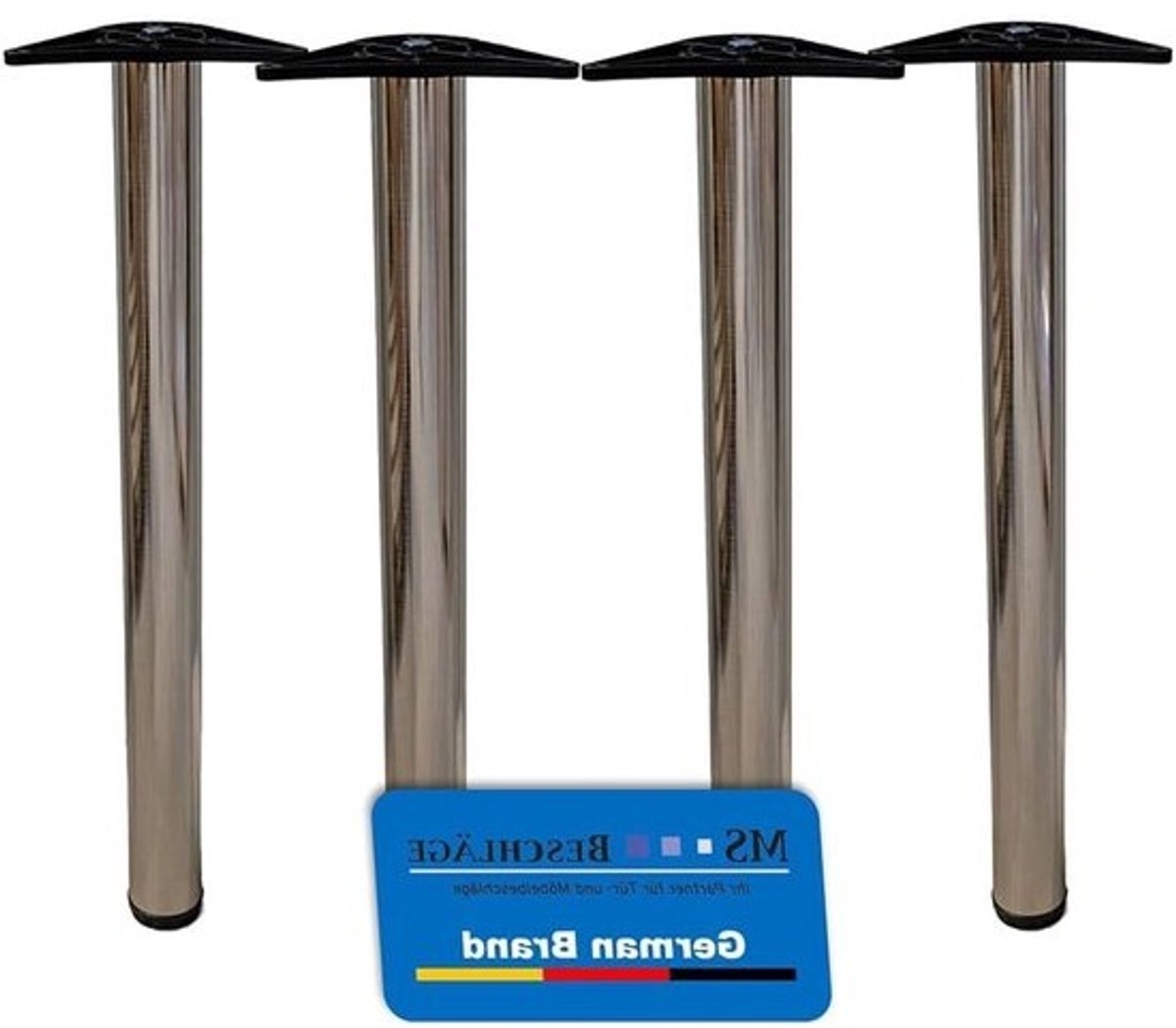 Set tafelpoten - Metalen meubelpoten - Voor meubelbouw en doe-het-zelf - In hoogte verstelbaar - 71 cm - RVS-look