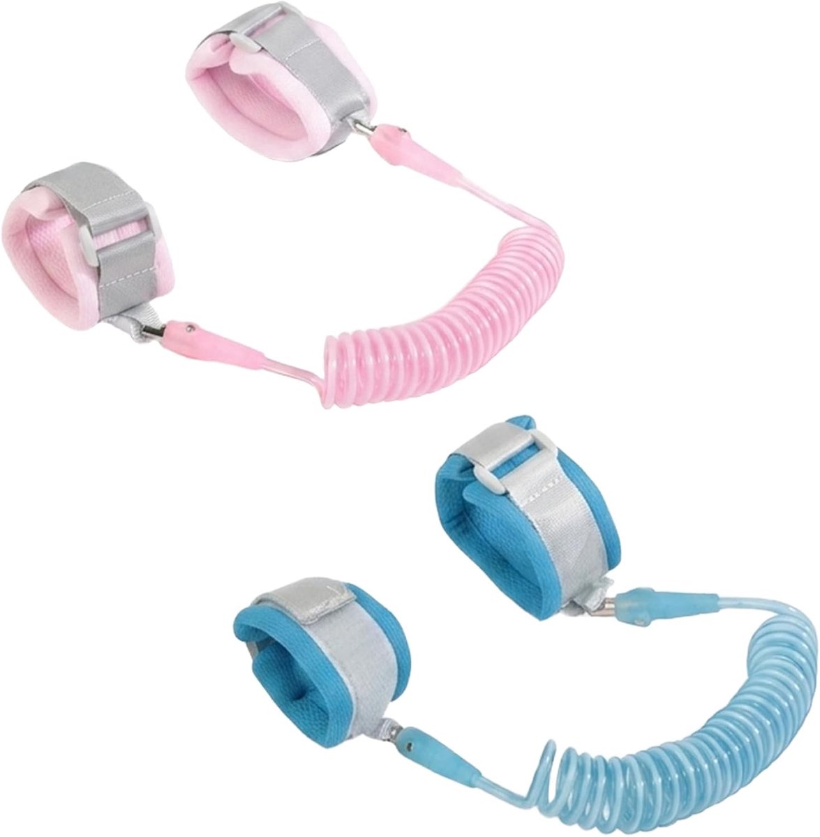 Anti-verlies, 2 m, 360 graden rotatie, veiligheidsharnas van ademend katoen, voor wandelingen en reizen, roze en blauw, 2 stuks