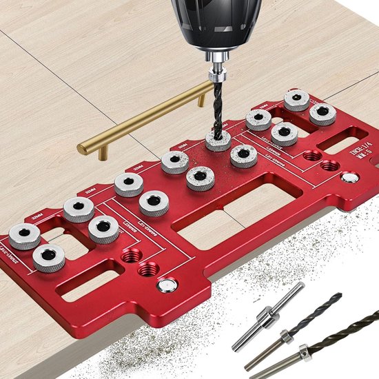Plankpin Boorsjabloon, Plankpinmal Aluminiumlegering 1/4 Inch 5 Mm Boormal 32 Mm Boorgeleiders voor Houtbewerking -gereedschap — afbeelding 2