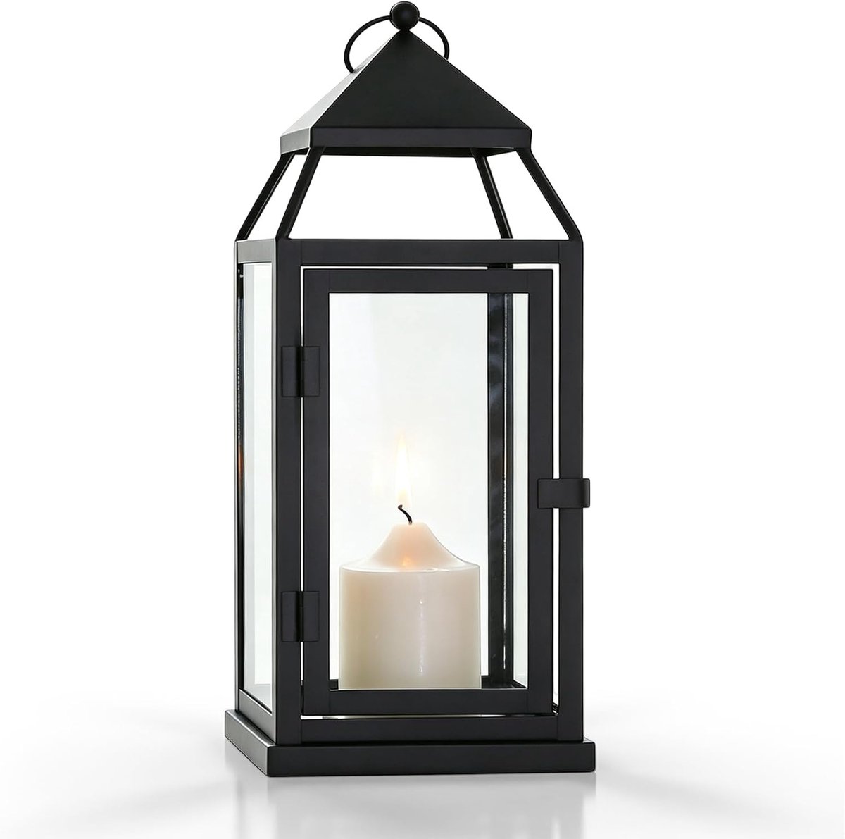 Lantaarns zwart: graflantaarn begraafplaats weerbestendig, outdoor lantaarns voor kaarsen decoratie, ijzeren kandelaar lantaarn decor, metalen decoratie kaars lantaarn voor Halloween kerstdag