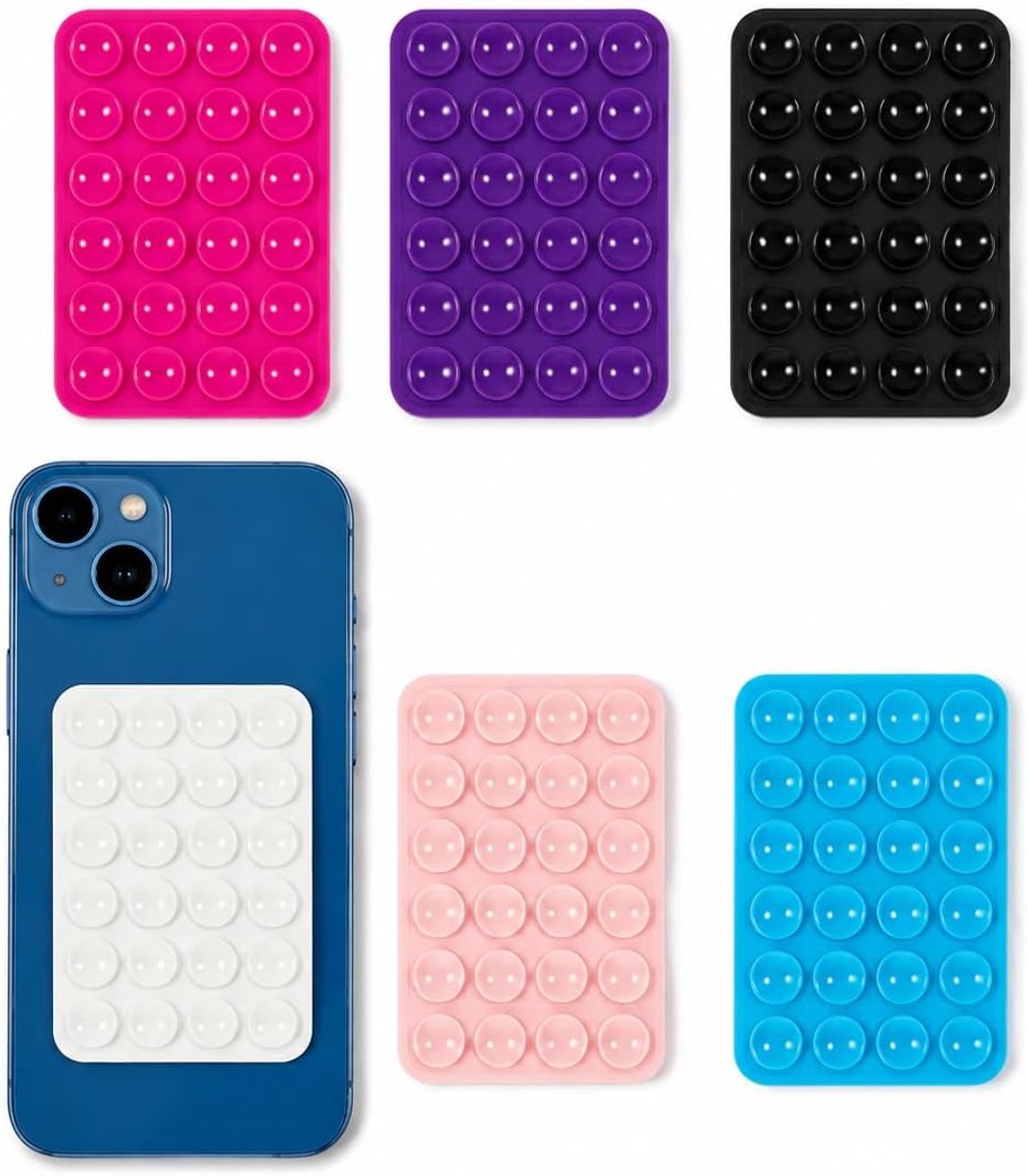 6 stuks siliconen telefoonhouder met zuignap, dubbelzijdig, handsfree, kleverige zuignap, telefoonhoes voor selfies en video's, universele zuignappen, telefoonhouder voor alle mobiele telefoonmodellen