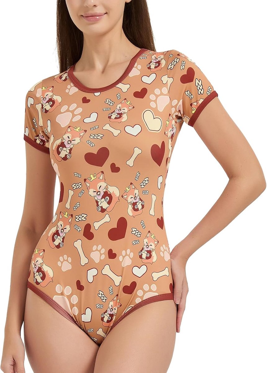 Onesie dames eendelige pyjama: schattige vossen en poten Kawaii body