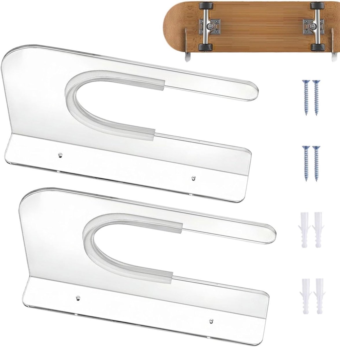 Wandhouder voor surfboard, 2 stuks, houder, transparant, acryl