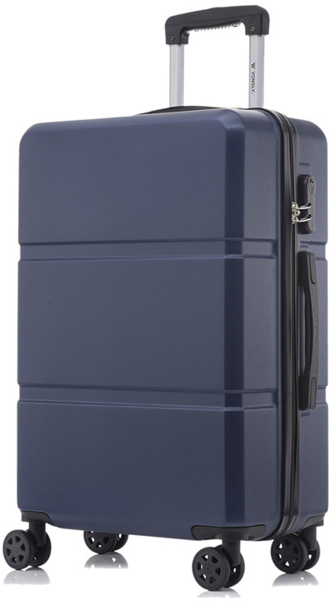 YONSLY Handbagage Koffer - 66cm - 66 L - Cijferslot- 360° Draaibare Wielen - Trolley- 66 x 43 x 26 cm - Donkerblauw