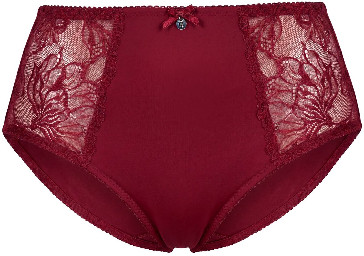 Ulla Popken - Dames - Midislip microvezel kant aan de zijkanten - Purperrood - Maat 62+