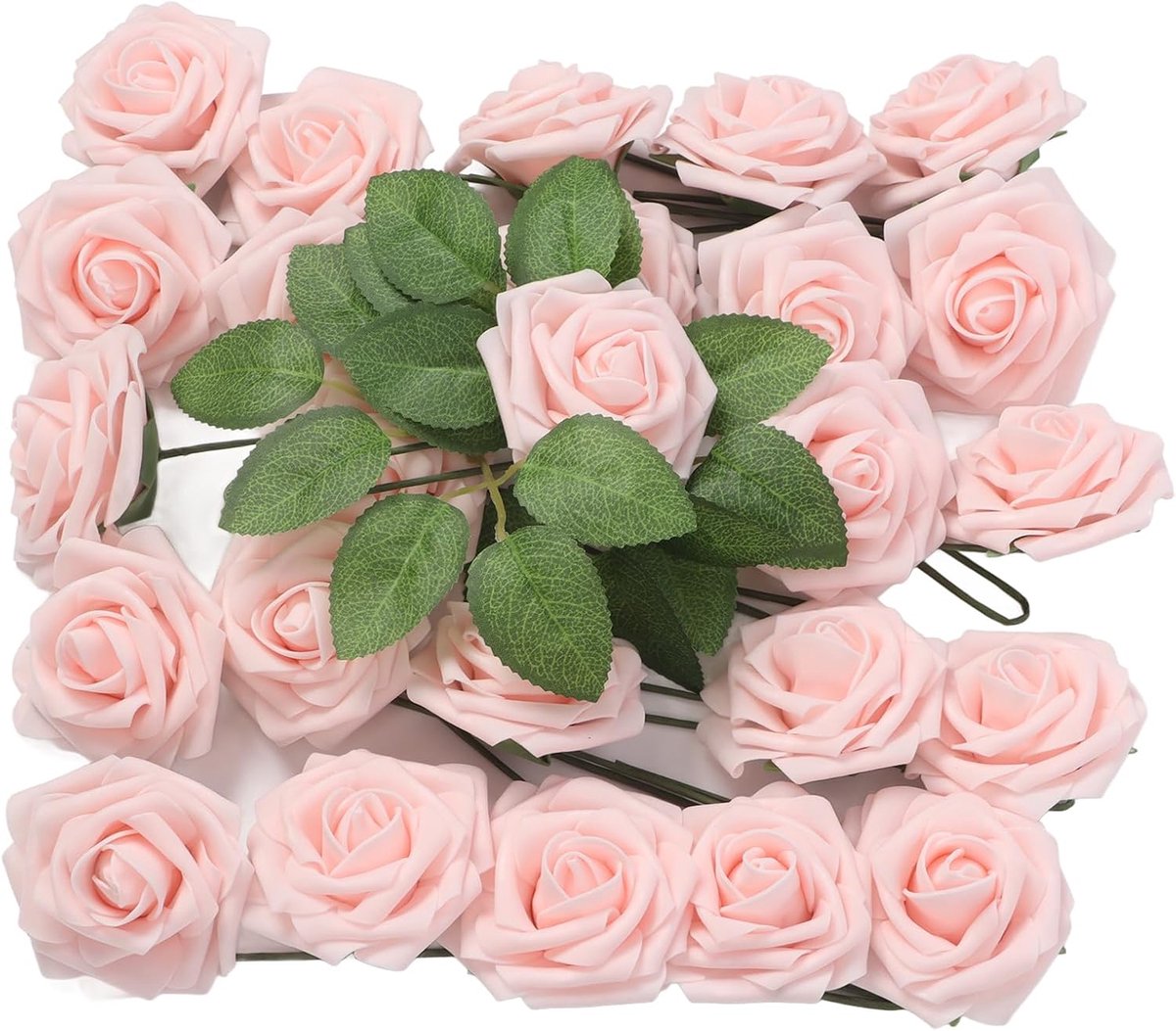 25 Stks Kunstmatige Rozen, Licht Roze Nep Bulks Doos Voor DIY Bruidsboeketten Bruids Douche Centerpieces Party Decoraties