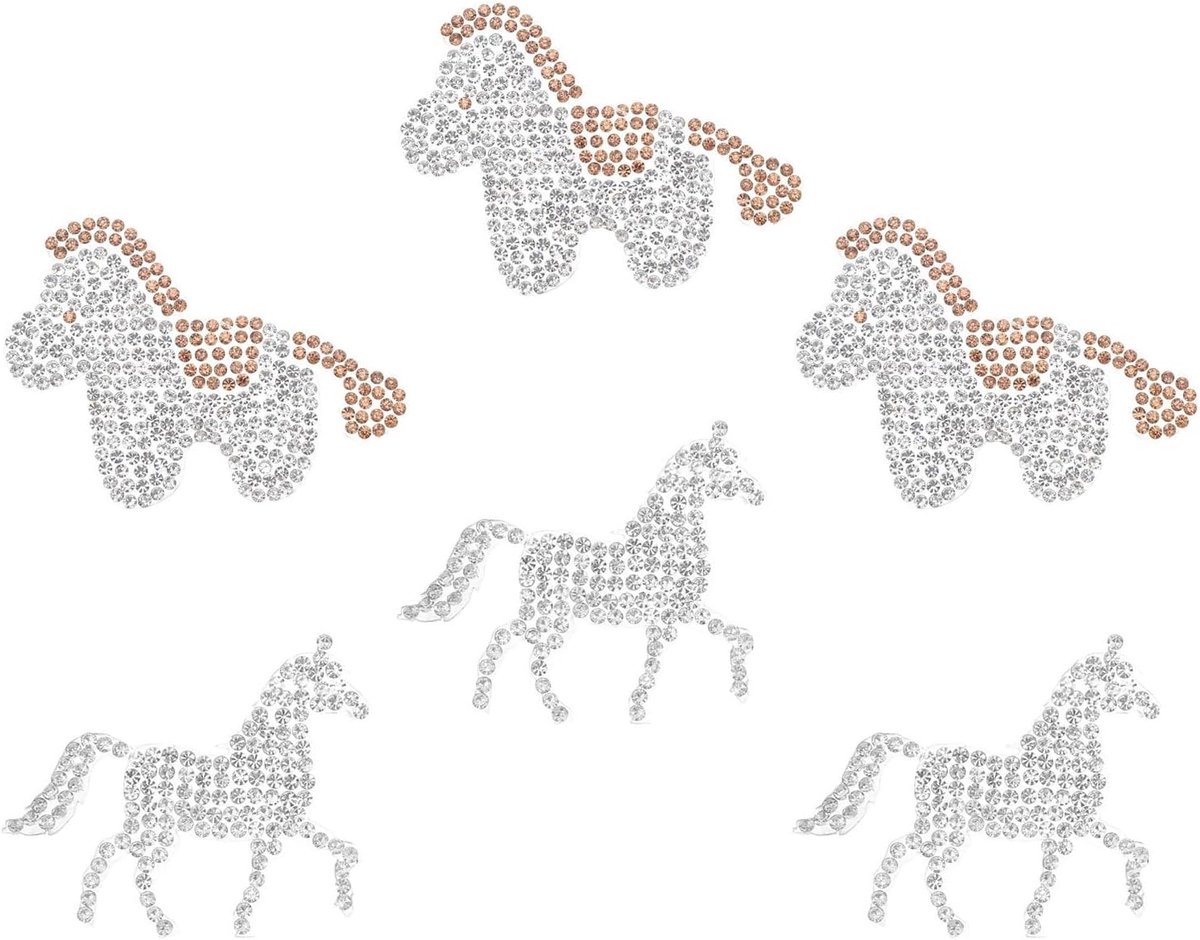 6 Stuks Delige Strasstenen Strijkapplicaties Paard Hitteoverdracht Patches voor Kledingreparatie Versieringen voor Hoeden Tassen Geschikt voor Chinees Nieuwjaar Diy-mode