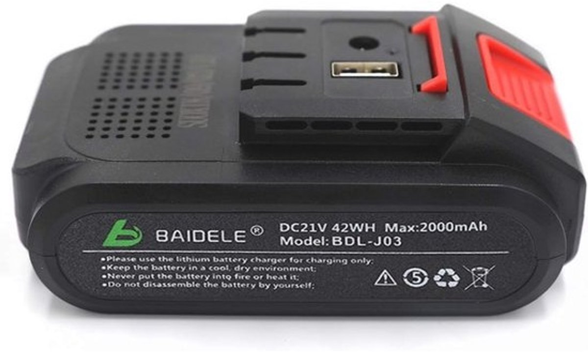 Oplaadbare lithiumbatterij - 21V 2000mAh - Voor elektrische snoeischaren