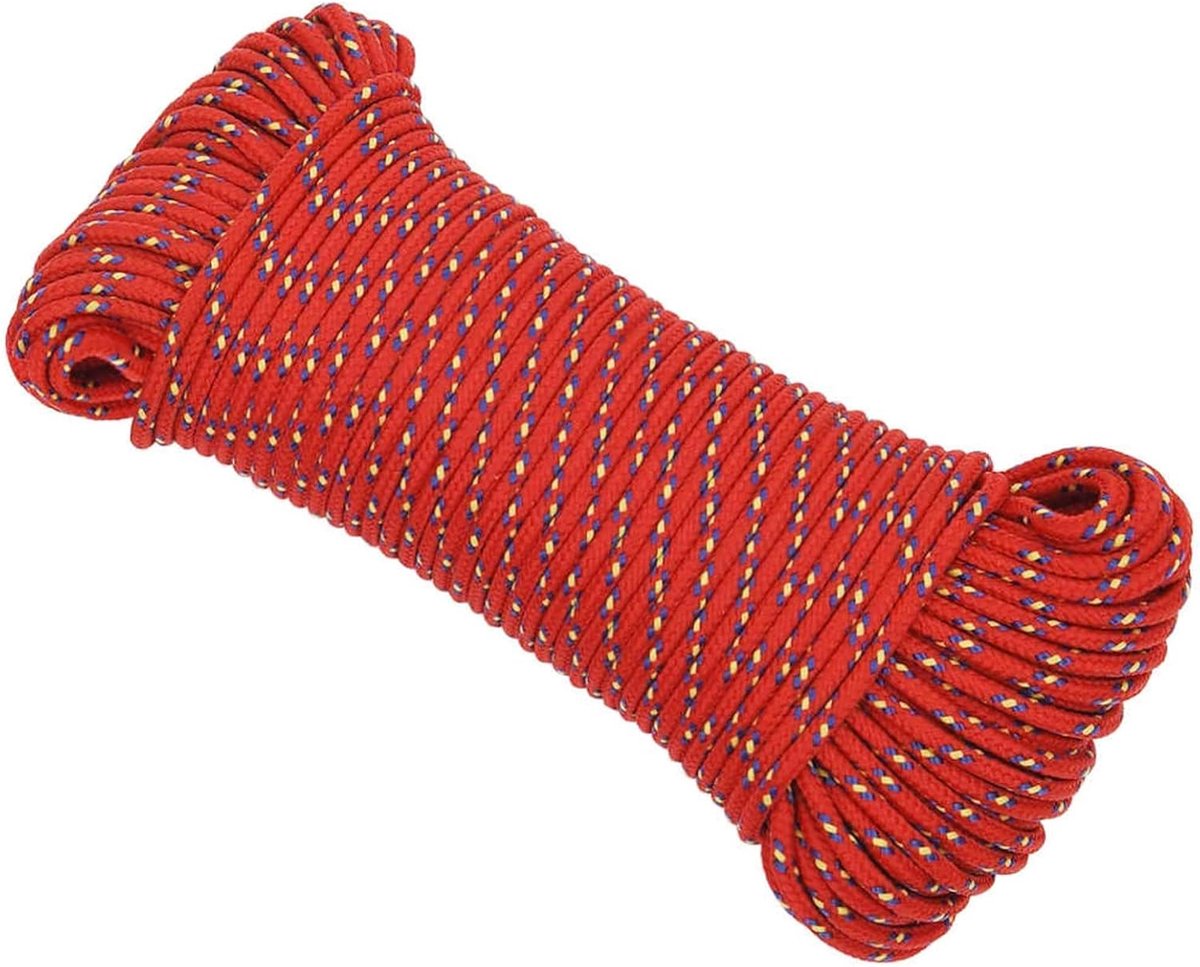 Boottouw touw polypropyleen rood 4 mm 50 m ankerlijn aanmeerder touw outdoor touw polypropyleen touw voor gebruik op zeilboten, boten of jachten
