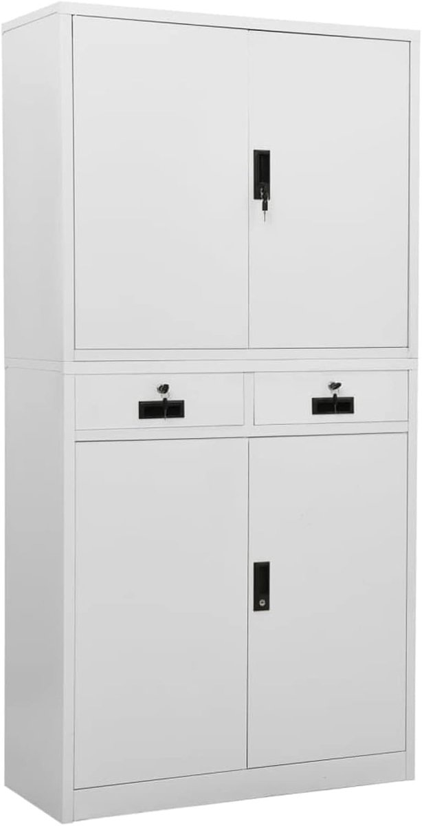 Bureaukast met 3 verstelbare planken, archiefkast, metalen kast, universele kast, stalen kast, opbergkast, kantoormeubel, kast, staande kast, opbergkast, lichtgrijs, 90 x 40 x 180 cm, staal