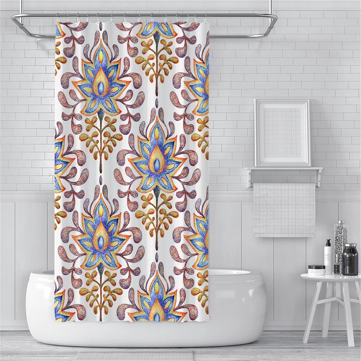 Orchid Douchegordijn, schimmelbestendig, wasbare badgordijnen met 12 haken en gewogen zoom, stoffen douchegordijnen, outdoor waterdichte polyester voor bad en douchecabine, 180x200cm
