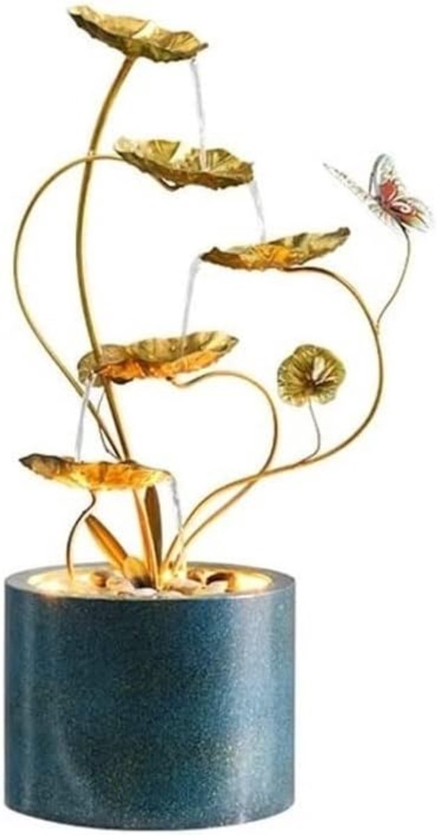 Creatieve Fontein Gouden Desktop Fontein Indoor Waterval Fontein Ontspannen Stromend Water Decoratie Woondecoratie Gift Tafelfonteinen
