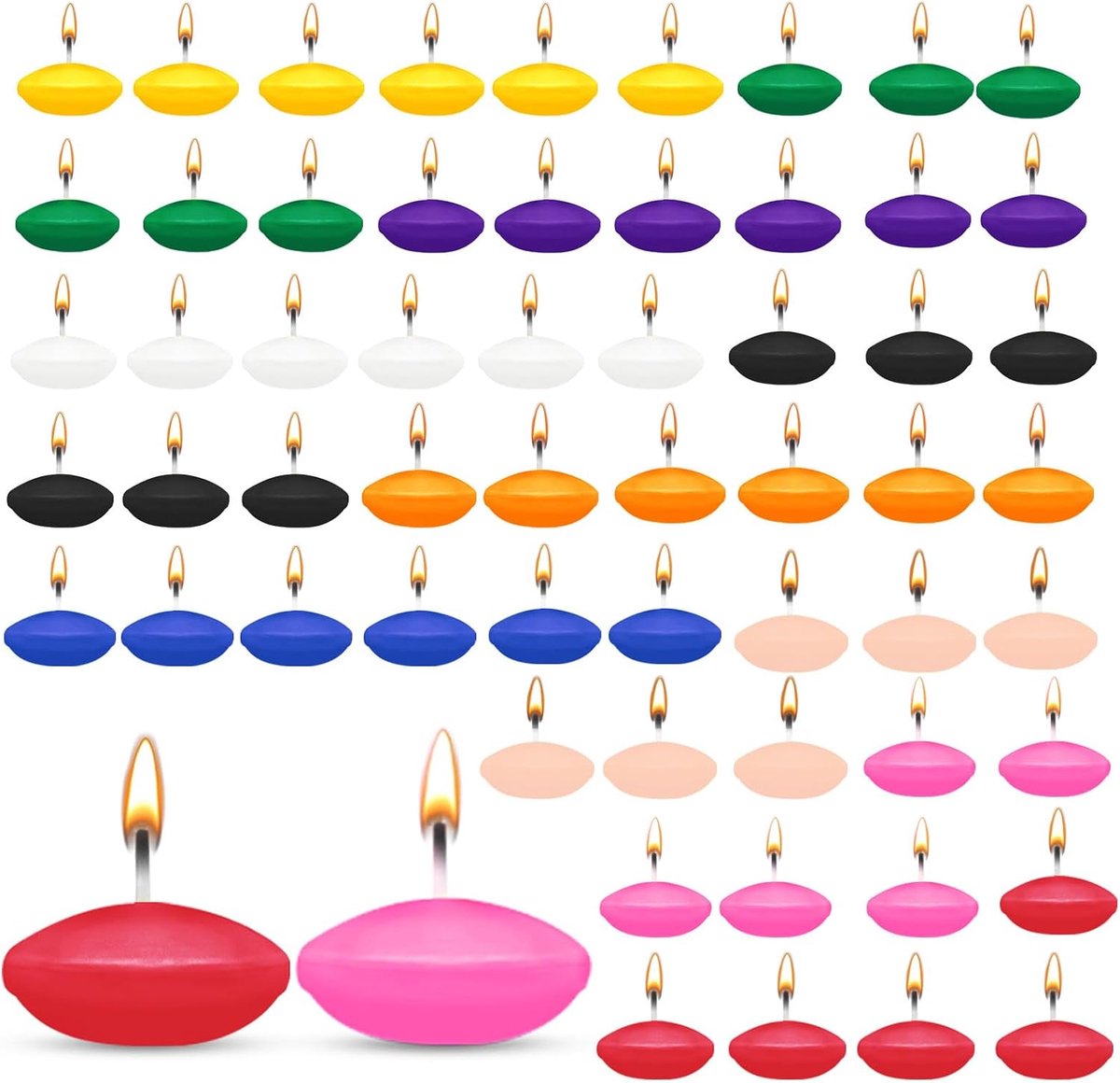 60 stuks drijvende kaarsen, 3,8 cm, decoratieve drijvende kaarsen, voor bruiloften, romantische nachten, vrijgezellenfeesten, decoraties