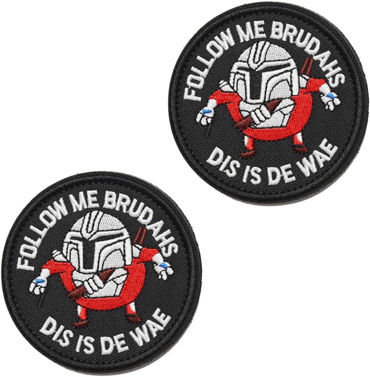 2 stuks Follow Me Brudahs Dis Is De Wae Grappige Tactische Vlag Patch nylonband Borduurwerk Afneembare Patch met nylonbandsluiting Applicatie voor Kleding Jas Vest Rugzakken Honkbalpet