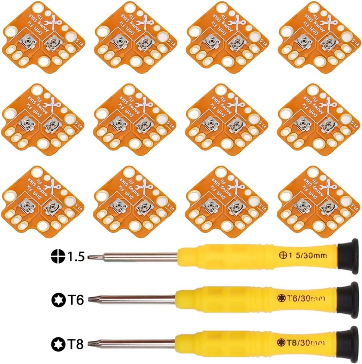 12 paar Thumbsticks Drift Fix Module Reparatieset voor PS5-controller, Analoge Stick Drift Fix Mod, Handvat Joystick Drift Reparatie Board voor PS4, voor Xbox S/X Incl. Schroevendraaier Kit